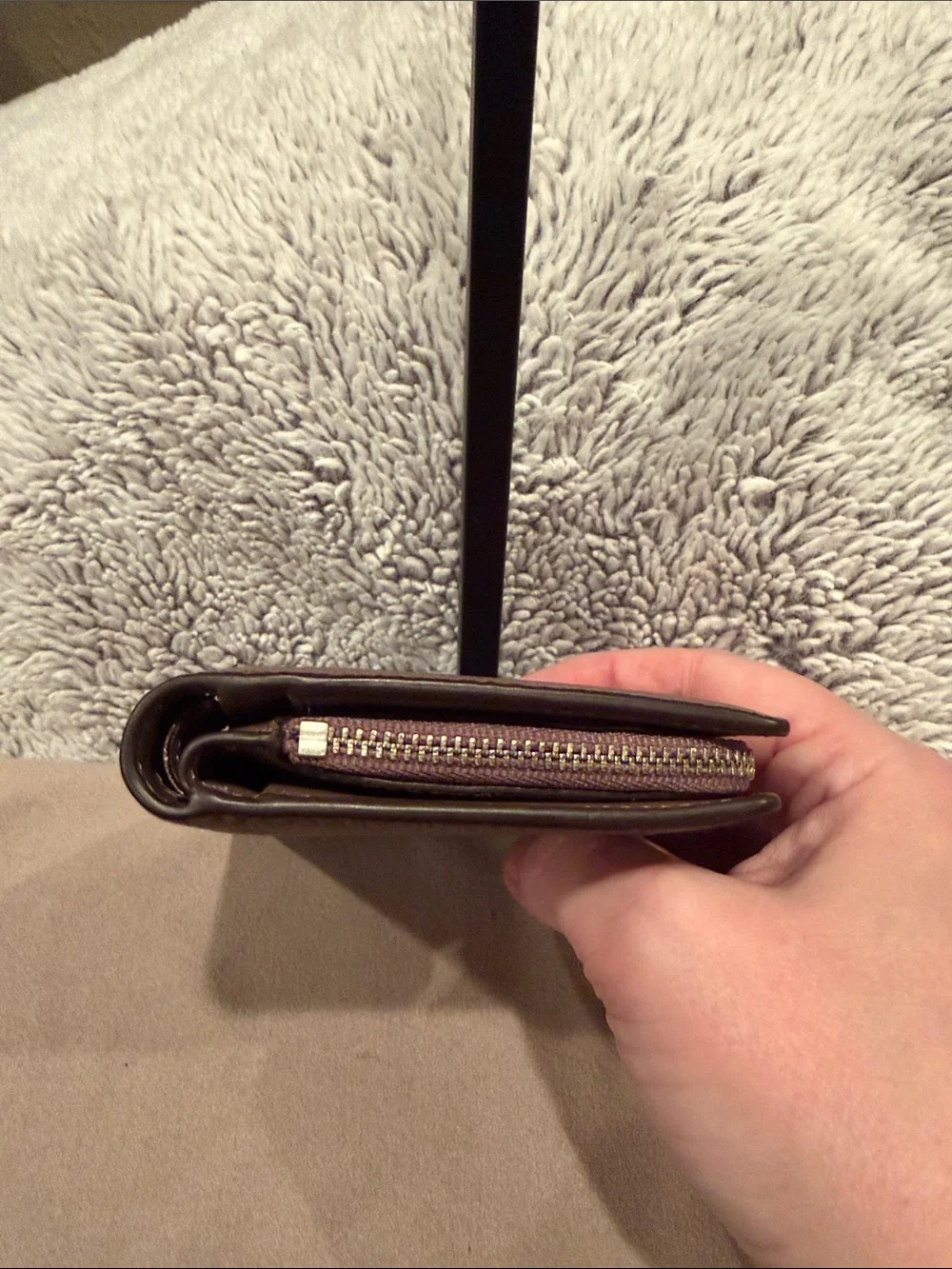 kate spade Brown Pebbled Leather Zip Around Wallet